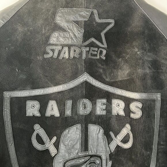 Vintage Oakland Raiders Suede Leather Jacket 80s 90s Varsity Medium Football - Picture 2 of 11